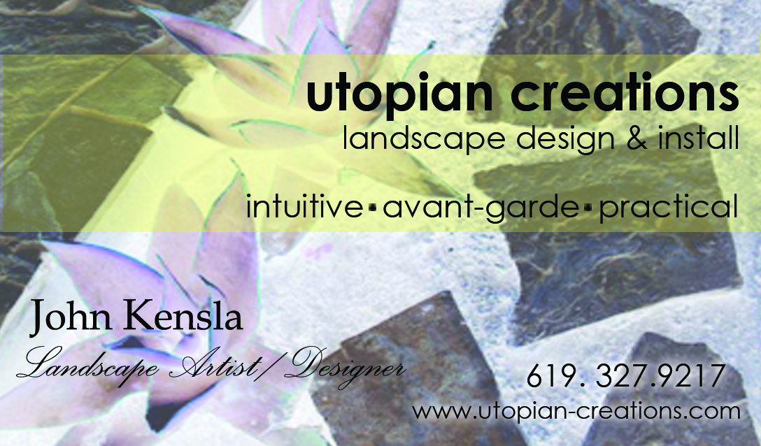 Utopian Creations — intuitive, avant-garde, practical landscape design business card