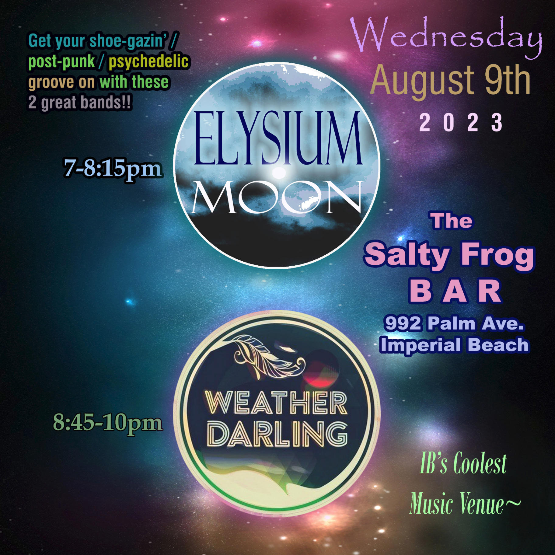 Elysium Moon & Weather Darling at The Salty Frog flyer