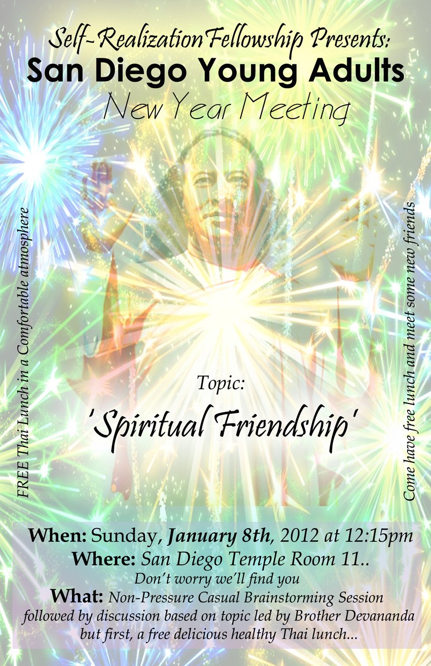 Self-Realization Fellowship San Diego Young Adults New Year Meeting flyer